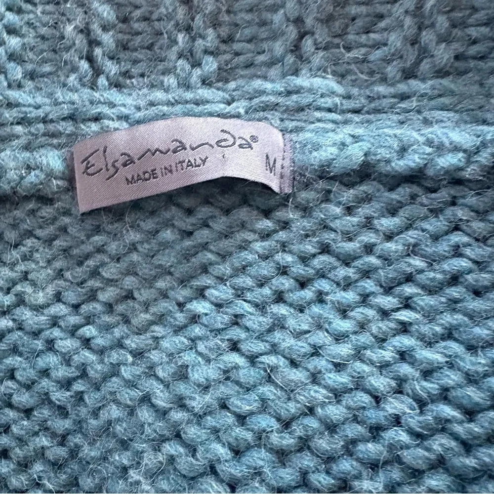 Elsamanda Dusty Teal Tie Front Cardigan Size Medium